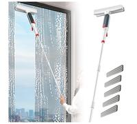 Vaporisateur 4 en 1 Nettoyage Vitre avec Manche Telescopique 190cm, Mouilleur Vitre avec Collecteur D'eaux Usées Et 5 Chiffons équipement De Nettoyage De Vitres
