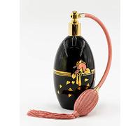 Vaporisateur à parfum en verre Bohême noir avec finition florale dorée - haut - 62024
