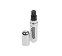 Vaporisateur de poche de luxe, noir, boîtier en aluminium, capacité 5 ml, 80 x 15 mm, avec remplissage automatique et fenêtre de visualisation, vaporisateur de parfum rechargeable (argenté brillant)