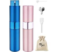 Vaporisateur Parfum Rechargeable 2 Pièces De 8 Ml - Accessoire Voyage - Mini Flacon Vide Avion, Spray Parfum De Sac - Bleu Et Rose