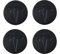 VAPORVERSE 4Pcs Cache Moyeu pour Tesla Model 3 2017-2020-56mm, Autocollants Centre de Roue Logo Badge Jante Aluminium Décoration Accessoire Tuning Automobile,Black