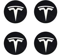VAPORVERSE 4Pcs Cache Moyeu pour Tesla Model 3 Y 2017-2024-56mm, Autocollants Centre de Roue Logo Badge Jante Aluminium Décoration Accessoire Tuning Automobile,White