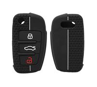 VAPORVERSE Étui de Protection clé de Voiture pour Audi A1 A3 A4 A5 A6 A7 B6 B7 B8, Coque de Clé Télécommande Boutons Coques De Clé Pliez Coque de Clé Convient,Bla-CK