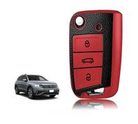 VAPORVERSE Étui de Protection clé de Voiture pour VW Volkswagen Golf 7 Tiguan T-Roc T-Cross, Coque de Clé Télécommande Boutons Coques De Clé Pliez Coque de Clé Convient,Red