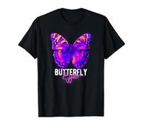 Vaporware Art japonais rétro Violet Orange Papillon T-Shirt