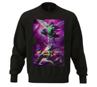 Vaporwave Aesthetic Glitch Angel The Power Of Christ Compels Me Sweat-shirt unisexe surdimensionné en coton mélangé épais Noir, Noir , S Grande taille