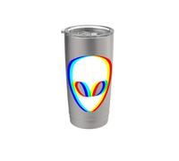 Vaporwave Alien Face Vaporwave UFO Extraterrestre Gobelet isotherme en acier inoxydable double paroi