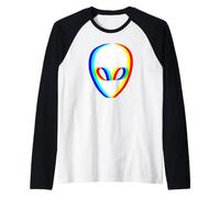 Vaporwave Alien Face Vaporwave UFO Extraterrestre Manche Raglan