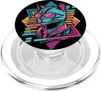 Vaporwave Cat Esthétique Synthwave Cat Cyberpunk Cat PopSockets PopGrip pour MagSafe