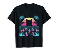 Vaporwave Cat Sunset Aesthetic Retrowave T-Shirt