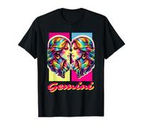 Vaporwave Gemini Zodiac Twins Coloré Astrologie T-Shirt Graphique avec Valeur