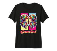 Vaporwave Gemini Zodiac Twins Coloré Astrologie T-Shirt Haut de Gamme