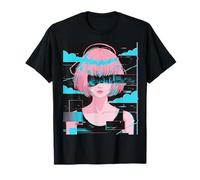 Vaporwave Japanese Girl Glitchcore Cyber Goth Anime T-Shirt