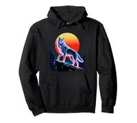 Vaporwave Loup debout fort dans un canyon pailleté au coucher du soleil Sweat à Capuche