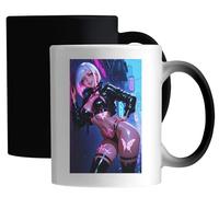 Vaporwave Mug magique en céramique Futuriste Science Fiction Pin Up Girl Blanc