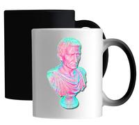 Vaporwave Mug magique en céramique Motif buste de Jules César Blanc