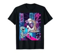Vaporwave Ramen Chef Bigfoot and Alien T-Shirt