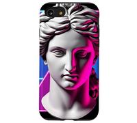 Vaporwave Statue Tête Rétro Esthétique Géométrique Grille Coque pour iPhone SE (2020) / 7/8