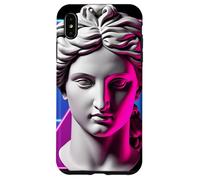 Vaporwave Statue Tête Rétro Esthétique Géométrique Grille Coque pour iPhone XS Max