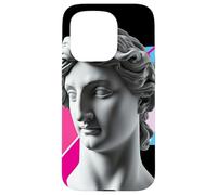 Vaporwave Statue Tête Rétro Géométrique Abstrait Art Élégant Coque pour iPhone 15 Pro