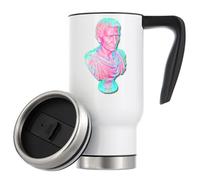 Vaporwave Tasse à café isotherme en forme de buste de Jules César Glitch Art 480 ml Blanc
