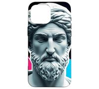 Vaporwave Tête de Statue Barbu Rétro Motif Géométrique Coque pour iPhone 16 Pro Max