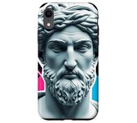 Vaporwave Tête de Statue Barbu Rétro Motif Géométrique Coque pour iPhone XR