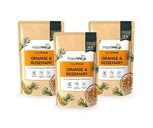 VapoWesp Lot de 3 poudres orange et romarin (100 g chacune) | Parfum aromatique pour la boîte de fumage Vapo Wesp | Aromatisez la fumée de café avec la poudre Vapo