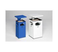 VAR Cendrier poubelle B32 avec auvent, bleu, avec seau intérieur, galvanisé Var Quantité:1