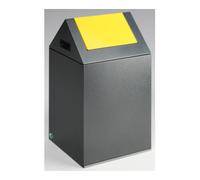 VAR Poubelle pour matières recyclables WSG 40 S, argent antique avec trappe jaune Var Quantité:1