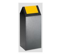 VAR Poubelle pour matières recyclables WSG 55 S, argent antique avec trappe jaune Var Quantité:1