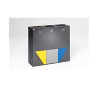 VAR Station de tri sélectif Trapez 93, argent antique, 3 seaux jaune, bleu, argent Var Quantité:1