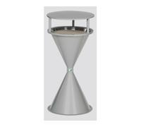 VAR VAR Cendrier sur pied en plastique avec toit, plastique argent et base ronde galvanisée complète Quantité:1