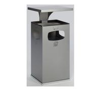 VAR VAR Collecteur de déchets/cendrier B 42 argent avec toit de protection et insert intérieur 72 l Quantité:1
