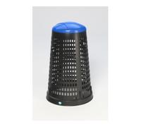 VAR VAR Support panier en plastique noir avec bague de serrage et couvercle bleu 90 l Quantité:1