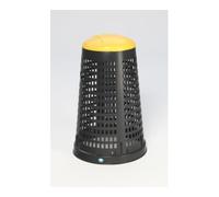 VAR VAR Support panier en plastique noir avec bague de serrage et couvercle jaune 90 l Quantité:1
