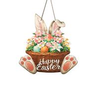 VARA corations de Pâques en bois, couronnes d'œufs de lapin pour porte d'entrée, porche, fenêtre, décoration murale, couronne de fleurs de lapin, panneaux muraux pour la maison, le bureau, la