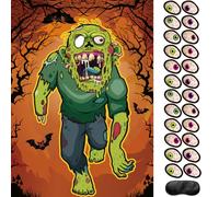 VARACL Happy Halloween Day Pin The Eyeballs On The Zombie Party Game | Pin The Tail Jeux d'Halloween Famille Amis Party Activités de fête, Jeux de fête Zombie, avec 24 autocollants en forme de