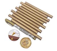 VARACL Lot de 10 bâtons de cire à cacheter pour pistolet à colle, pour sceaux de cire vintage pour invitations de mariage, enveloppes et cartes de vœux, avec un stylo à doré métallique (or antique)