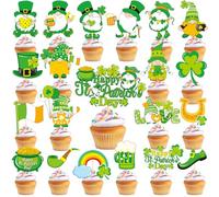 VARACL Lot de 21 décorations de cupcakes « Happy St Patrick » pour cupcakes - Décoration de gâteau de la Saint-Patrick - Cure-dents - Décorations alimentaires pour la Saint-Patrick