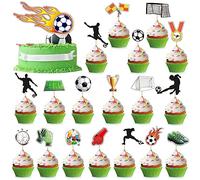 VARACL Lot de 25 décorations de cupcakes sur le thème du football pour garçons et enfants