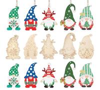 VARACL Lot de 25 Nains de Noël en Bois à Suspendre pour Sapin, Découpes en Tranches de Bois Brut Vierges, Pendentifs Père Noël, Elfe, Loisirs Créatifs, Peinture Artisanale pour Enfants