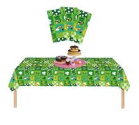 VARACL Lot de 3 nappes rectangulaires jetables en plastique pour la Saint-Patrick, motif trèfles de la Saint-Patrick, 274,3 x 137,2 cm, vert trèfle irlandais