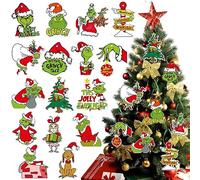 VARACL Lot de 32 décorations de Noël à Suspendre en Papier sur Le thème du Grinch pour décoration d'arbre de Noël, décoration de fête d'anniversaire Grinch