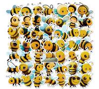 VARACL Lot de 50 autocollants abeilles mignonnes pour enfants et adultes, récompenses d'encouragement, autocollants imperméables pour bouteilles d'eau, ordinateur portable, décoration de guitare,