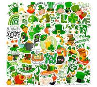 VARACL Lot de 50 autocollants de la Saint-Patrick pour enfants, autocollants imperméables en forme de trèfle irlandais pour bouteilles d'eau, ordinateur portable, guitare, décorations de St Patrick