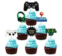 VARACL Lot de 60 décorations de cupcakes sur le thème du jeu vidéo pour garçons, enfants, décorations d'anniversaire, fournitures de fête