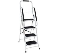 Varan Motors - CQX804-2 Escabeau avec main courante et poigne haute, escabelle 4 marche,158cm de haut, stable et pieds antidrapants