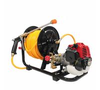 Varan Motors - VR-38F Pulvérisateur à essence 31cc 4 temps portable et professionnel, enrouleur de tuyau 50m, portée de 17m
