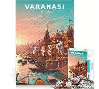 Varanasi Ghats Puzzles 1000 pièces | 50x75cm Activités familiales Activités amusantes à la maison Vacances anti-stress à la maison Comment passer le temps